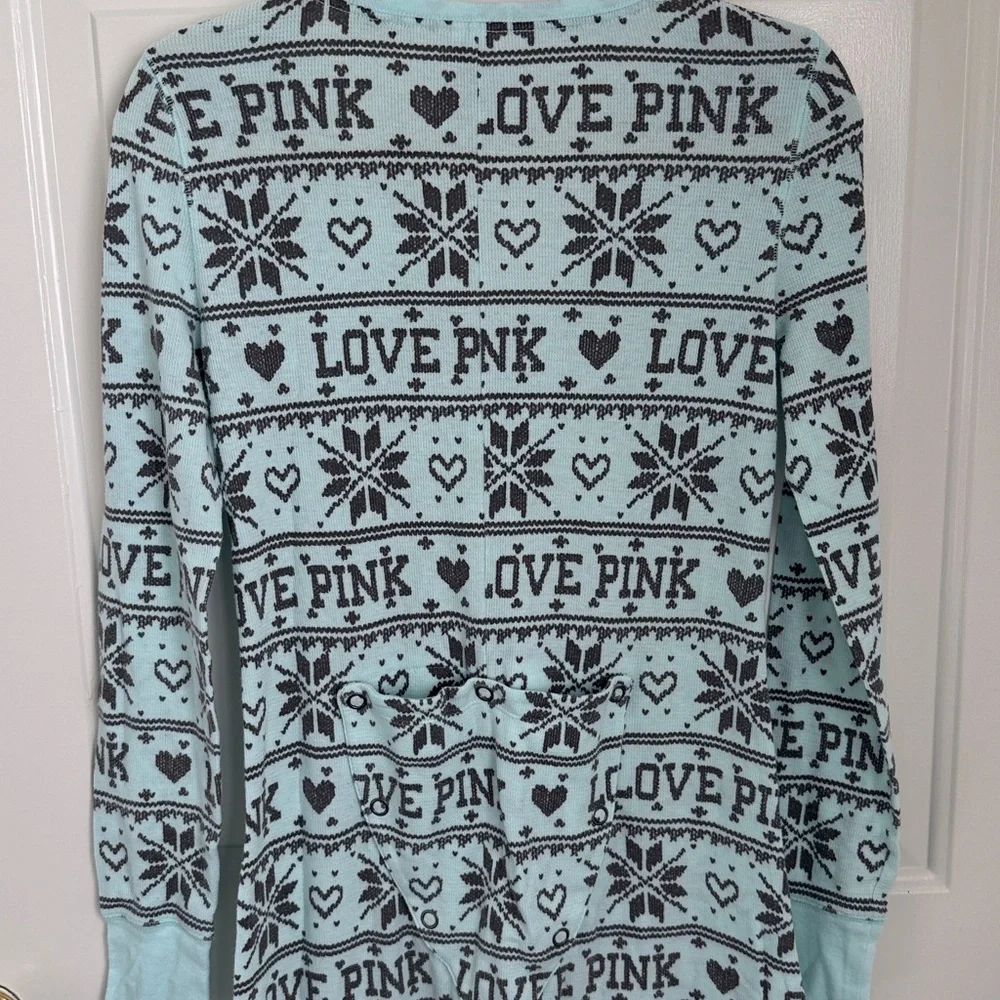 Pink Victoria's Secret Fair Isle Thermal Onesie Long Johns  Butt Flap - Medium